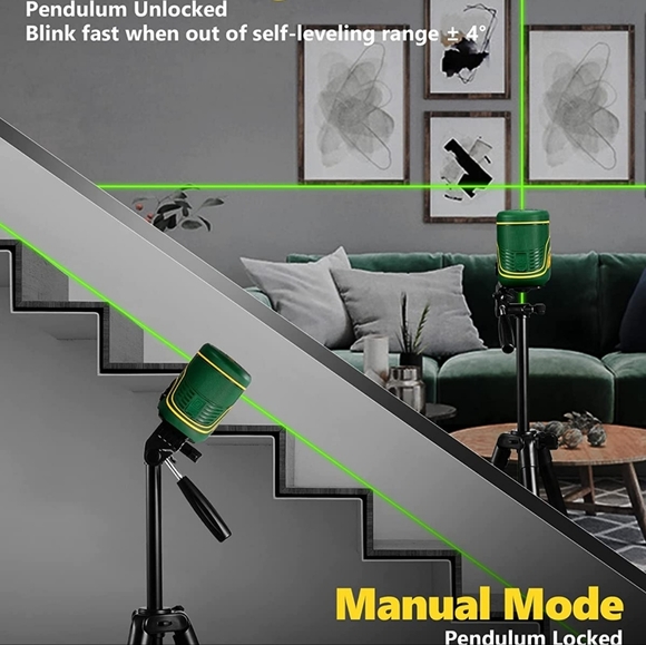 Cross Line Laser Level, with Expansion Angle, Type-C Rechargeable Battery, Green - Picture 7 of 9